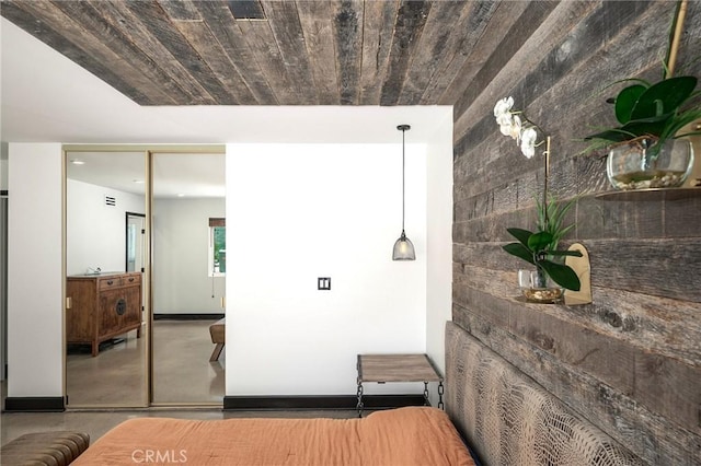 3076 Wauneta St, Newbury Park, CA 91320 - bedroom with baseboards, finished concrete floors, a closet, and recessed lighting