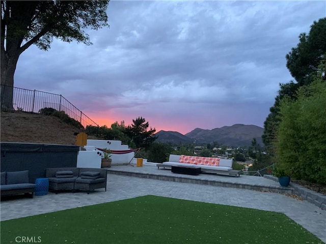 3076 Wauneta St, Newbury Park, CA 91320 - view of yard featuring an outdoor hangout area, a patio, and a mountain view