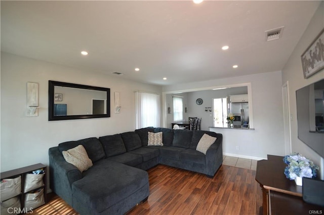 1641 1st St, La Verne, CA 91750 - living room with recessed lighting and dark wood-style flooring