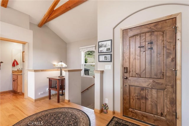 26855 Inyo Ct, Lake Arrowhead, CA 92352 - entryway with light wood finished floors and baseboards