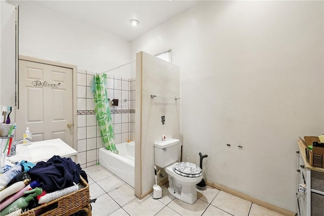 1600 E 33rd St, Los Angeles, CA 90011 - bathroom with tile patterned flooring, toilet, shower / tub combination, and vanity
