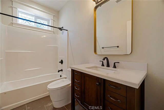 13654 Andover Dr, Magalia, CA 95954 - full bath featuring toilet, vanity, bathing tub / shower combination, and tile patterned floors