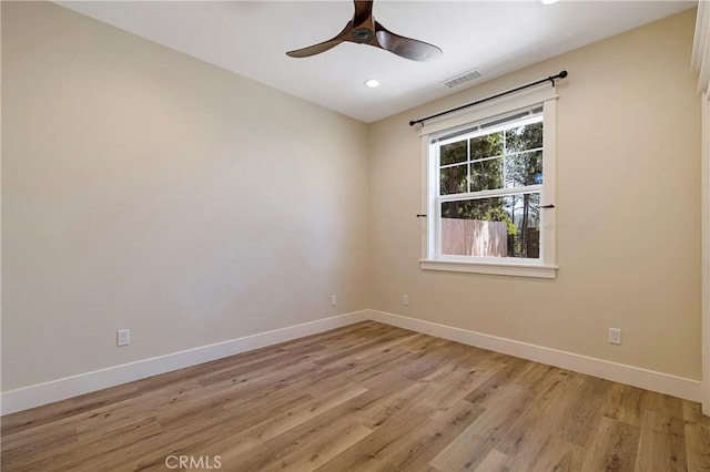 13654 Andover Dr, Magalia, CA 95954 - unfurnished room featuring baseboards, ceiling fan, light wood-style floors, and recessed lighting