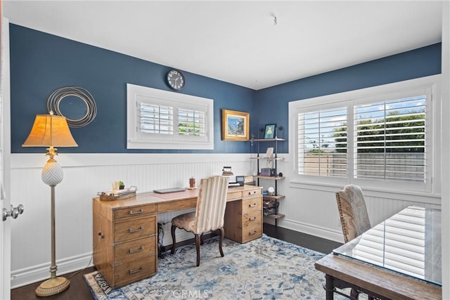 17652 Fiesta Way, Tustin, CA 92780 - office featuring wood finished floors and a wainscoted wall