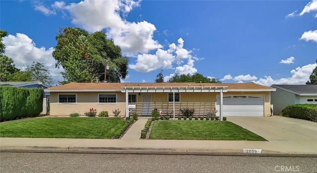 2230 Cordero Ave, Simi Valley, CA 93065 - ranch-style home with stucco siding, concrete driveway, a garage, and a front yard