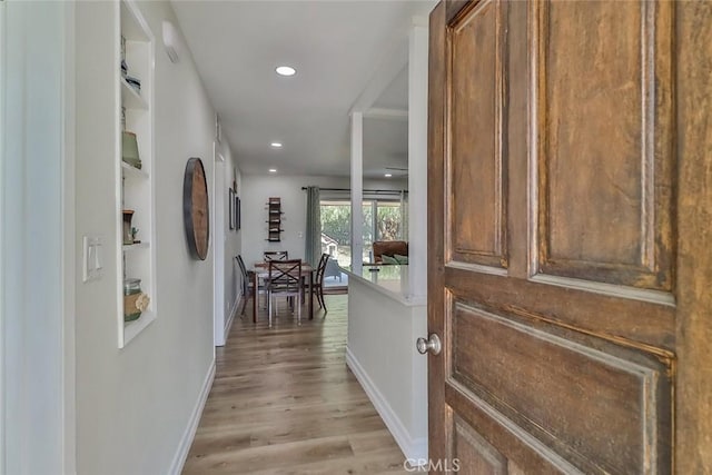 2230 Cordero Ave, Simi Valley, CA 93065 - hallway featuring baseboards, light wood-style flooring, and recessed lighting