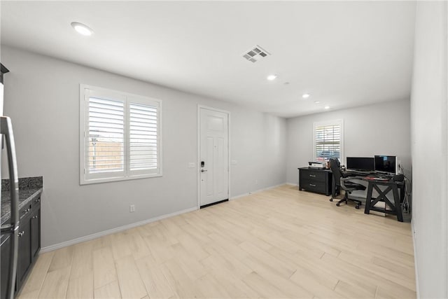 33168 Toledo Bend Ct, Winchester, CA 92596 - office area with light wood finished floors and recessed lighting
