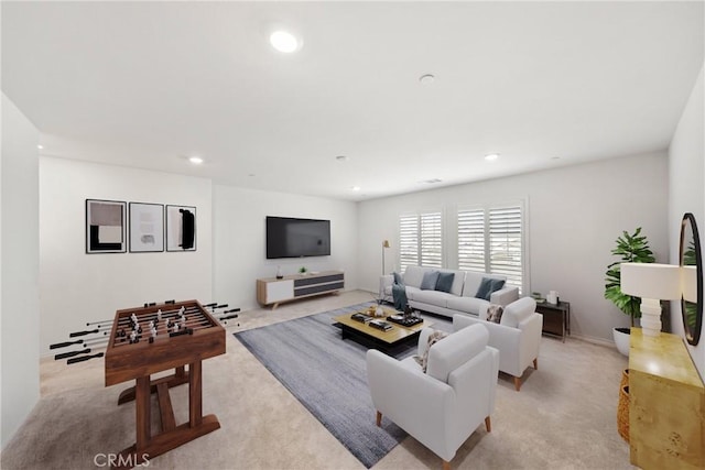 33168 Toledo Bend Ct, Winchester, CA 92596 - living area featuring light colored carpet and recessed lighting