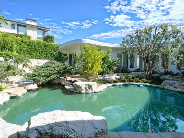 43 Oceanaire Dr, Rancho Palos Verdes, CA 90275 - view of swimming pool with a small pond