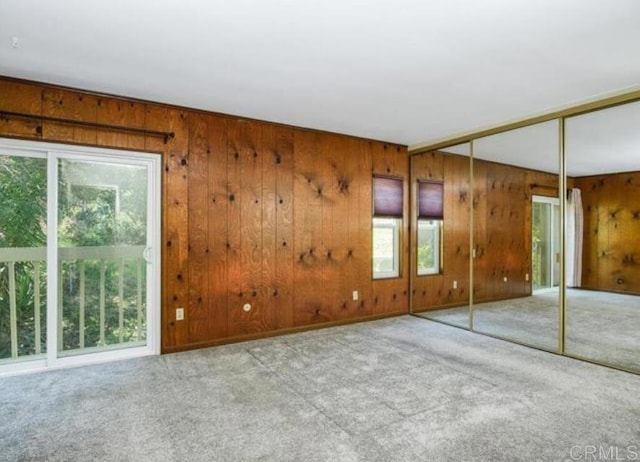 5366 Lake Murray Blvd, La Mesa, CA 91942 - unfurnished bedroom with carpet floors, multiple windows, and wood walls