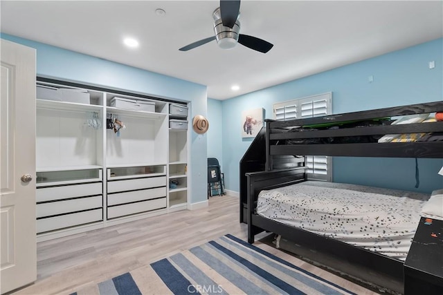 39 Windward Way, Buena Park, CA 90621 - bedroom featuring wood finished floors, ceiling fan, and recessed lighting