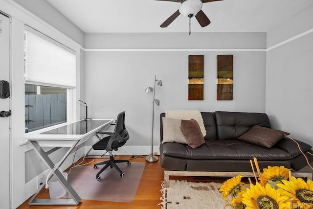 3818 Herbert St, San Diego, CA 92103 - home office with wood finished floors and ceiling fan