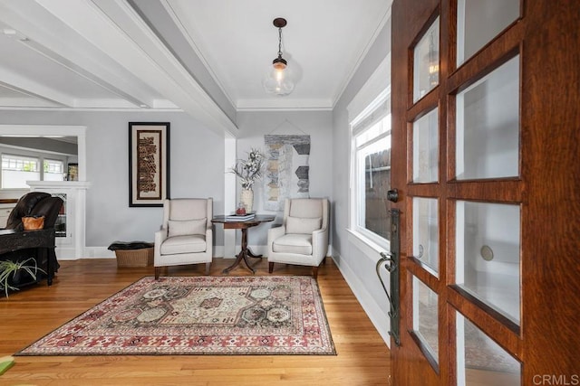 3818 Herbert St, San Diego, CA 92103 - living area with wood finished floors, ornamental molding, and baseboards