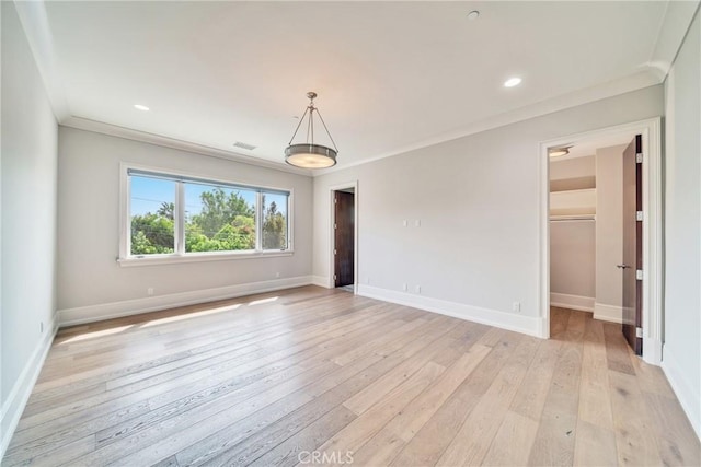 1410 Santa Margarita Dr, Arcadia, CA 91006 - spare room with light wood-type flooring, ornamental molding, and recessed lighting