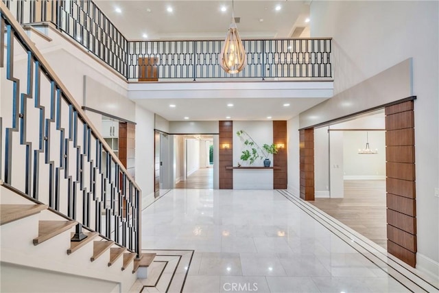1410 Santa Margarita Dr, Arcadia, CA 91006 - entrance foyer featuring a high ceiling, a chandelier, and stairway