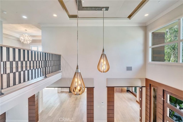 1410 Santa Margarita Dr, Arcadia, CA 91006 - detailed view of wood finished floors, crown molding, a chandelier, and recessed lighting