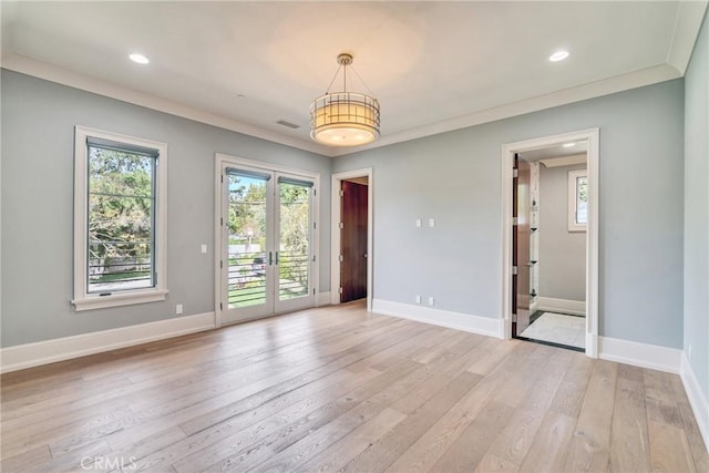 1410 Santa Margarita Dr, Arcadia, CA 91006 - empty room with healthy amount of natural light, light wood finished floors, french doors, and recessed lighting