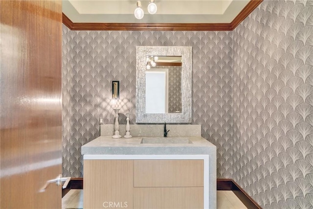 1410 Santa Margarita Dr, Arcadia, CA 91006 - bathroom featuring wallpapered walls and vanity