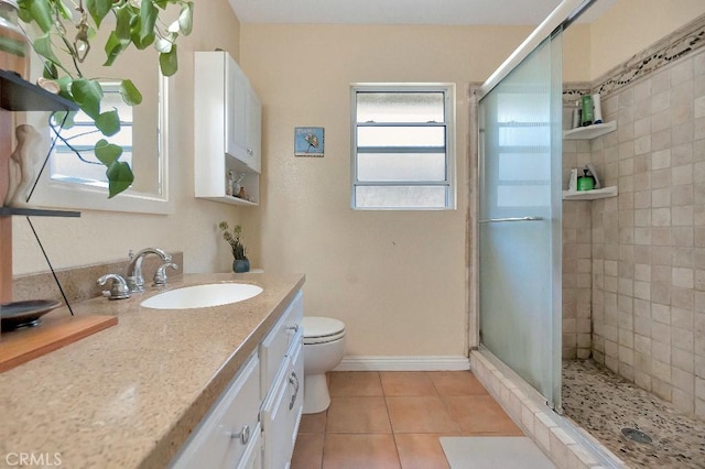 15414 Ficus St, Chino Hills, CA 91709 - full bath featuring a stall shower, vanity, tile patterned flooring, and toilet