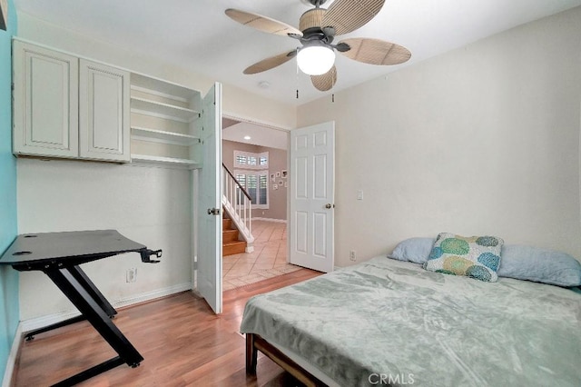 15414 Ficus St, Chino Hills, CA 91709 - bedroom with light wood-type flooring, baseboards, and ceiling fan