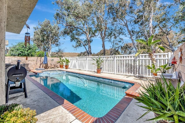 15414 Ficus St, Chino Hills, CA 91709 - view of pool with a fenced backyard, a patio, area for grilling, and an in-ground hot tub