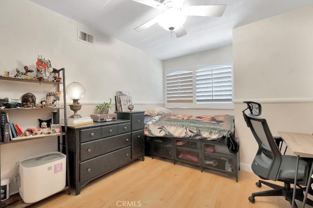 15414 Ficus St, Chino Hills, CA 91709 - bedroom featuring light wood-style flooring, ceiling fan, and a desk