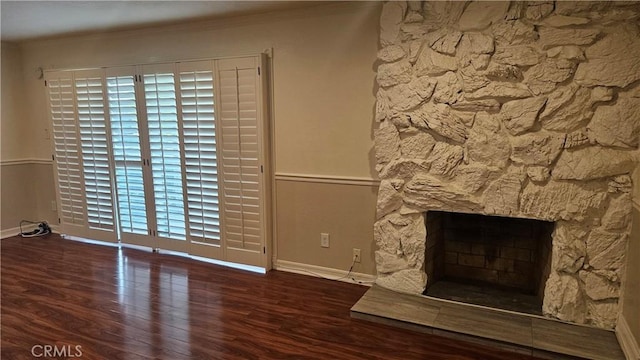 22947 Nadine Cir Unit A, Torrance, CA 90505 - unfurnished living room with wood finished floors and a fireplace