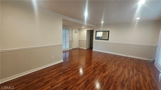 22947 Nadine Cir Unit A, Torrance, CA 90505 - spare room with dark wood-style floors, ornamental molding, and recessed lighting