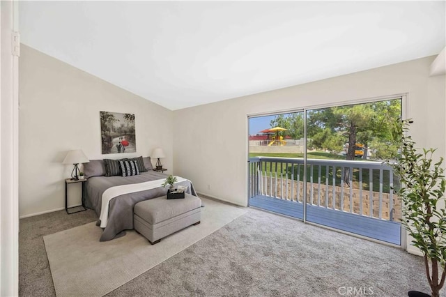 23326 Elfin Pl, Moreno Valley, CA 92557 - carpeted bedroom with access to exterior and lofted ceiling