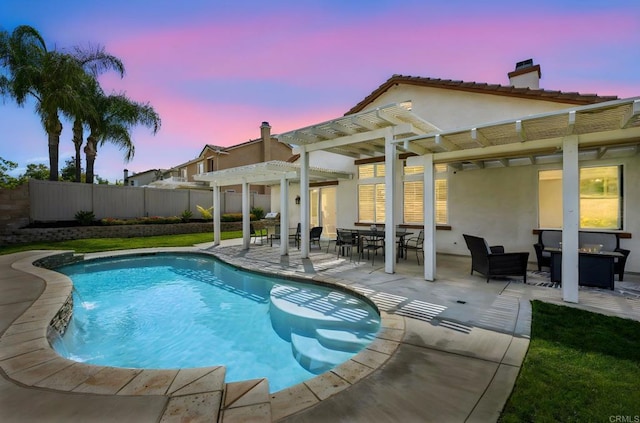 31920 Pasos Pl, Temecula, CA 92591 - view of swimming pool with a pergola, a patio, and an outdoor living space