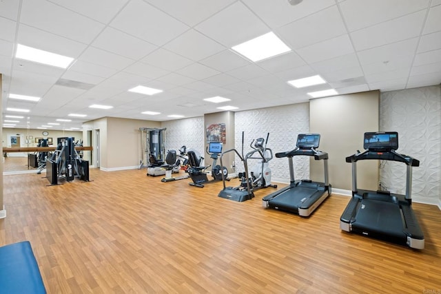 3890 Nobel Dr Unit 1505, San Diego, CA 92122 - workout area featuring wood finished floors and a drop ceiling