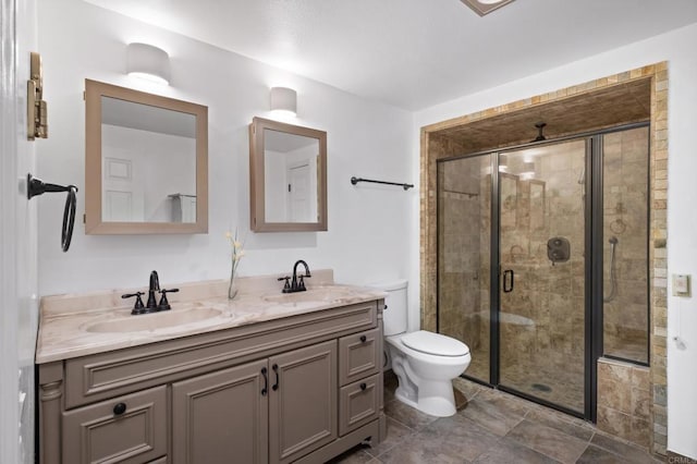 3890 Nobel Dr Unit 1505, San Diego, CA 92122 - full bathroom with double vanity, a shower stall, and tile patterned floors