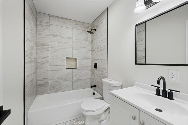 44242 Benald St, Lancaster, CA 93535 - bathroom with vanity, washtub / shower combination, and toilet