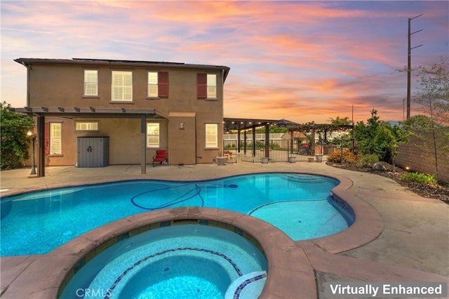 1600 Liv Ct, Redlands, CA 92374 - view of pool featuring a pool with connected hot tub, a fenced backyard, and a patio