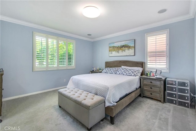 543 Garden Ave, Pomona, CA 91767 - bedroom featuring light colored carpet, crown molding, and multiple windows