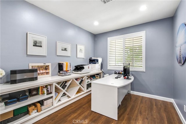 543 Garden Ave, Pomona, CA 91767 - office featuring dark wood-type flooring and recessed lighting