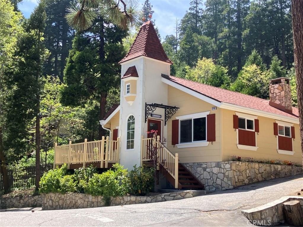 27162 State Highway 189, Blue Jay, CA 92317 - view of front facade with a chimney and a shingled roof