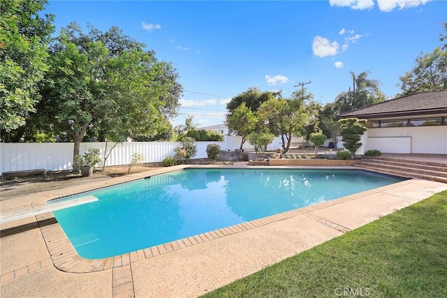 738 Hampton Rd, Arcadia, CA 91006 - view of swimming pool featuring a fenced backyard and a diving board
