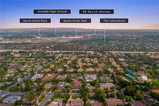 738 Hampton Rd, Arcadia, CA 91006 - aerial view at dusk