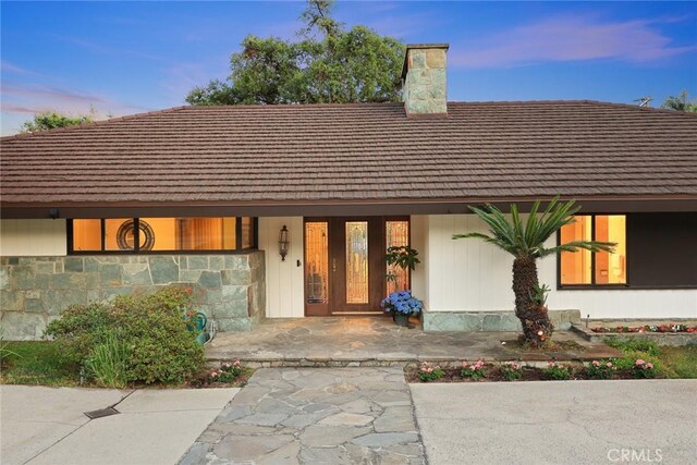 738 Hampton Rd, Arcadia, CA 91006 - doorway to property featuring a chimney
