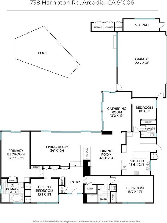 738 Hampton Rd, Arcadia, CA 91006 - view of room layout