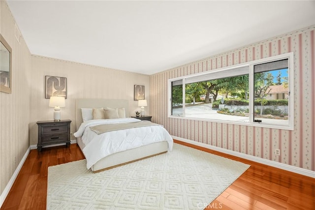 738 Hampton Rd, Arcadia, CA 91006 - bedroom featuring wood finished floors and wallpapered walls