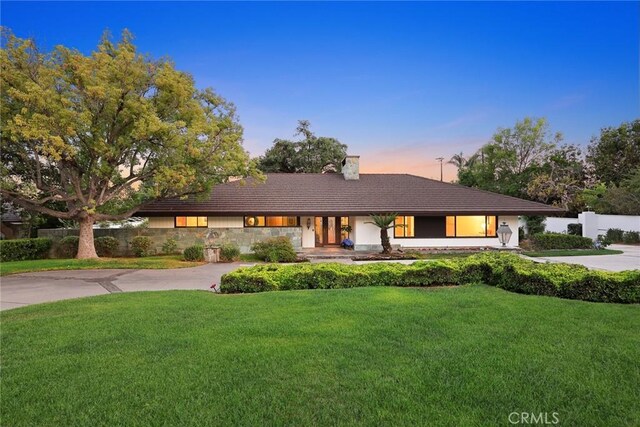 738 Hampton Rd, Arcadia, CA 91006 - view of front facade featuring a front lawn and a chimney