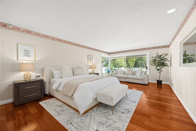 738 Hampton Rd, Arcadia, CA 91006 - bedroom featuring wallpapered walls and wood finished floors