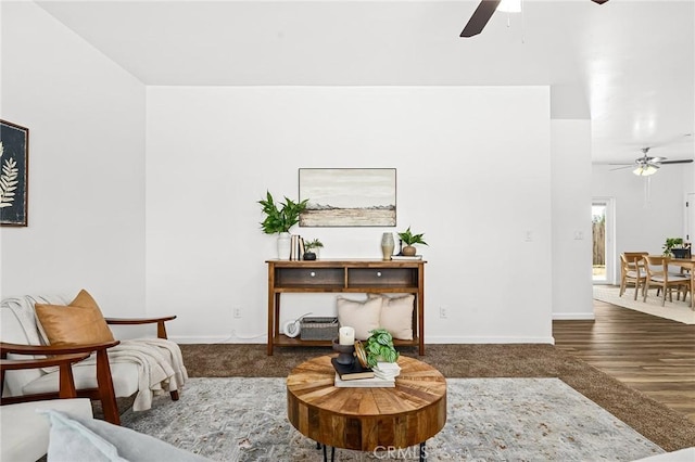 5972 Peck Ln, Paradise, CA 95969 - living area featuring a ceiling fan and wood finished floors