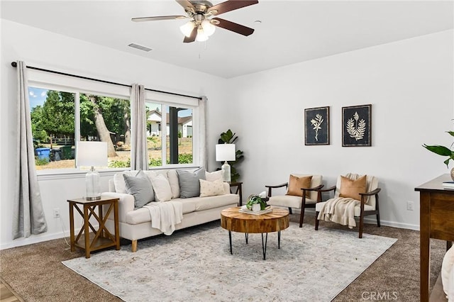 5972 Peck Ln, Paradise, CA 95969 - carpeted living room with ceiling fan and baseboards