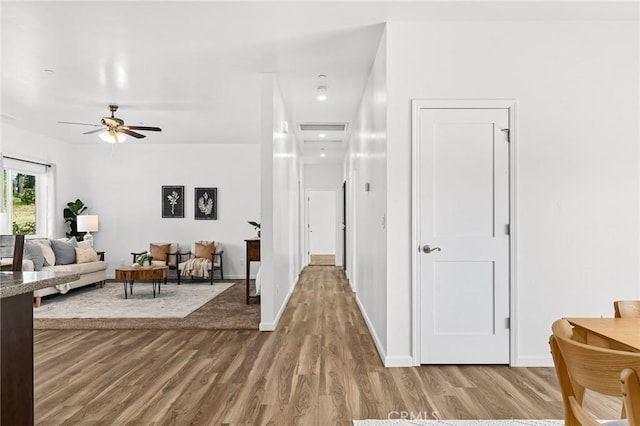 5972 Peck Ln, Paradise, CA 95969 - living room with wood finished floors, a ceiling fan, and recessed lighting