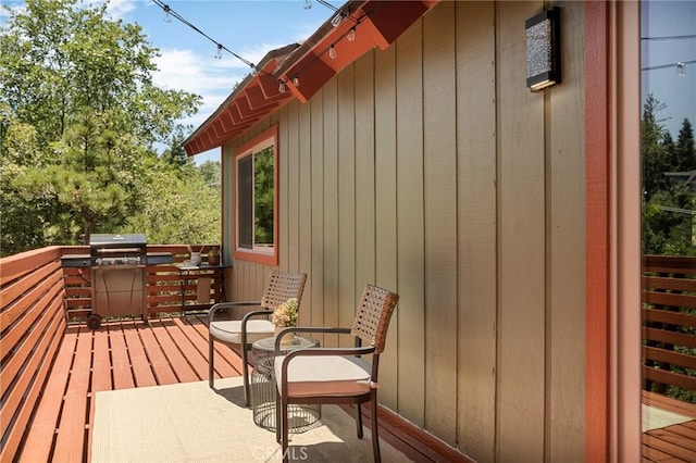 27947 St Bernard Ln, Lake Arrowhead, CA 92352 - wooden deck featuring area for grilling