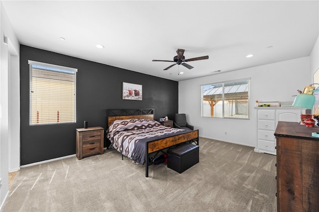 1372 Bello Pl, San Jacinto, CA 92582 - bedroom featuring carpet, recessed lighting, baseboards, and ceiling fan