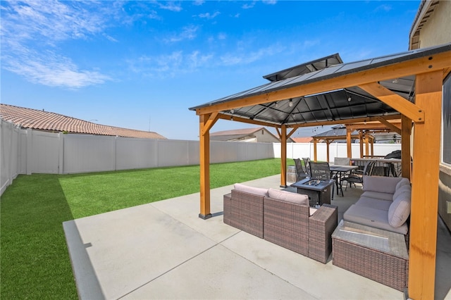 1372 Bello Pl, San Jacinto, CA 92582 - view of patio featuring an outdoor hangout area, a gazebo, and outdoor dining area